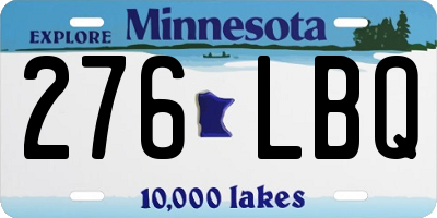MN license plate 276LBQ