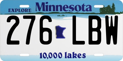MN license plate 276LBW
