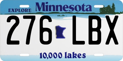 MN license plate 276LBX