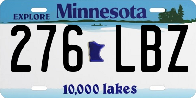 MN license plate 276LBZ