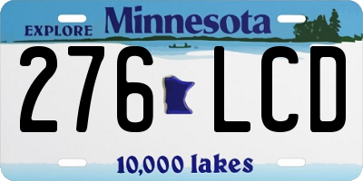 MN license plate 276LCD