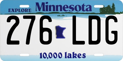 MN license plate 276LDG
