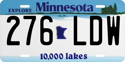 MN license plate 276LDW