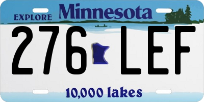 MN license plate 276LEF