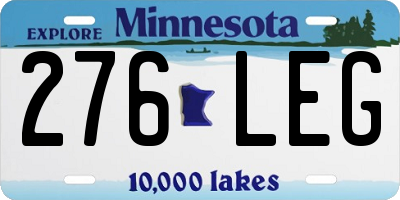 MN license plate 276LEG