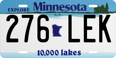 MN license plate 276LEK