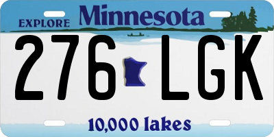MN license plate 276LGK
