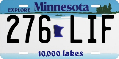 MN license plate 276LIF