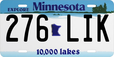 MN license plate 276LIK