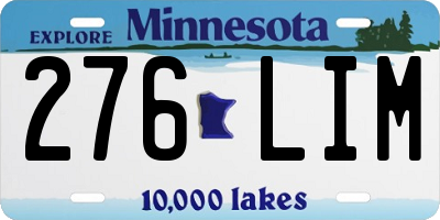 MN license plate 276LIM