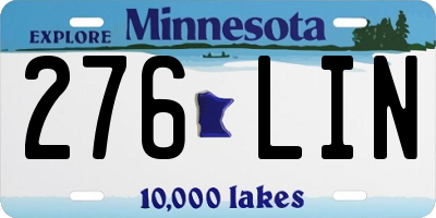 MN license plate 276LIN