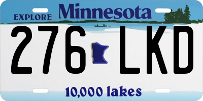 MN license plate 276LKD