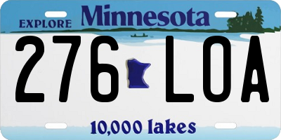 MN license plate 276LOA