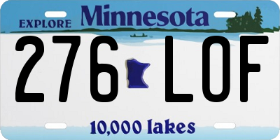 MN license plate 276LOF