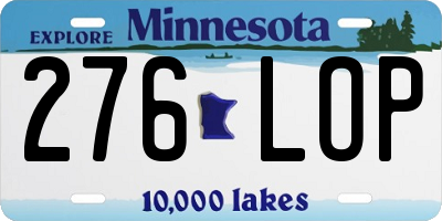 MN license plate 276LOP
