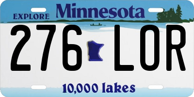 MN license plate 276LOR