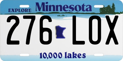 MN license plate 276LOX