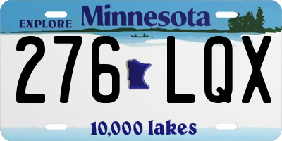 MN license plate 276LQX
