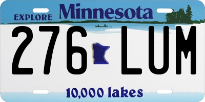 MN license plate 276LUM