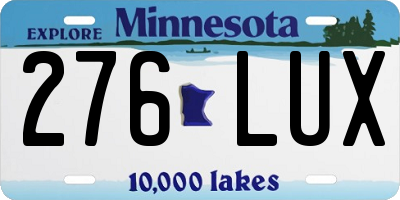 MN license plate 276LUX