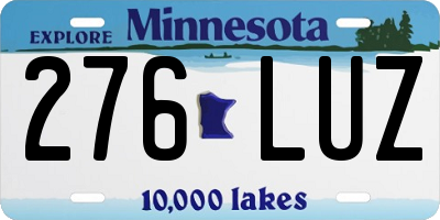 MN license plate 276LUZ