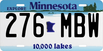 MN license plate 276MBW