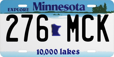 MN license plate 276MCK