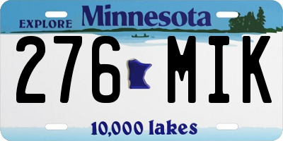 MN license plate 276MIK