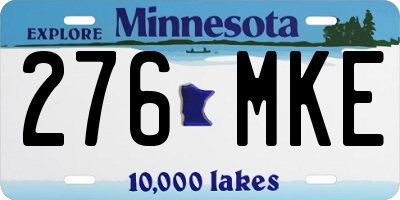 MN license plate 276MKE