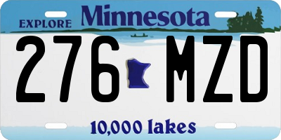 MN license plate 276MZD