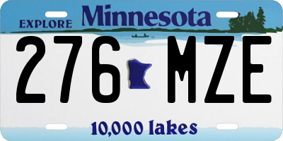 MN license plate 276MZE