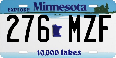 MN license plate 276MZF