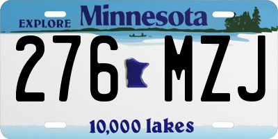 MN license plate 276MZJ