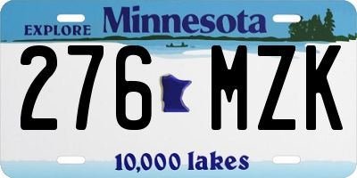 MN license plate 276MZK