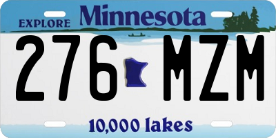 MN license plate 276MZM
