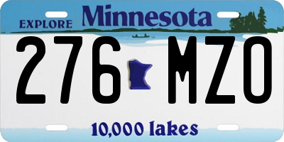 MN license plate 276MZO