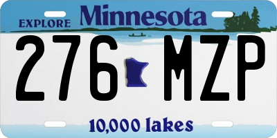 MN license plate 276MZP