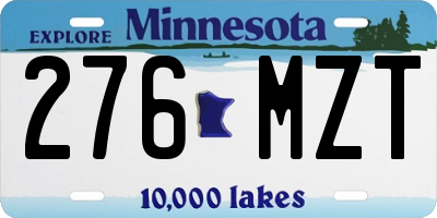 MN license plate 276MZT