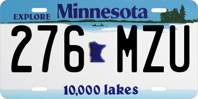 MN license plate 276MZU