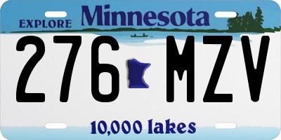 MN license plate 276MZV
