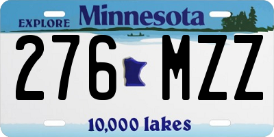 MN license plate 276MZZ