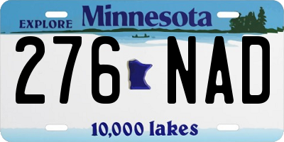 MN license plate 276NAD