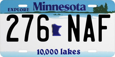 MN license plate 276NAF