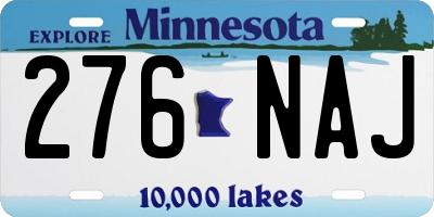 MN license plate 276NAJ
