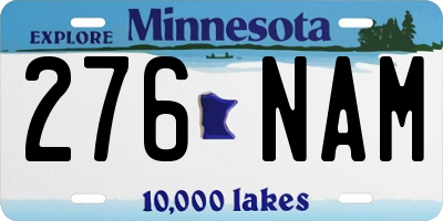 MN license plate 276NAM