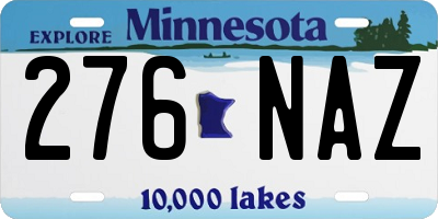 MN license plate 276NAZ