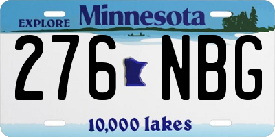 MN license plate 276NBG