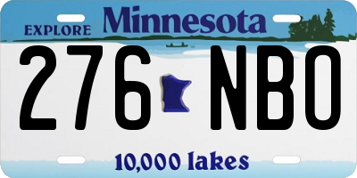 MN license plate 276NBO