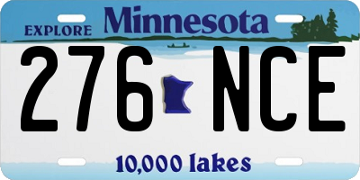 MN license plate 276NCE