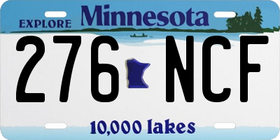 MN license plate 276NCF